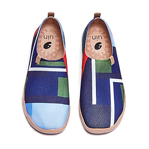 UIN Men's Casual Walking Travel Shoes Slip On Knitted Loafers Lightweight Comfort Air Painted Fashion Sneaker Deep Cubey