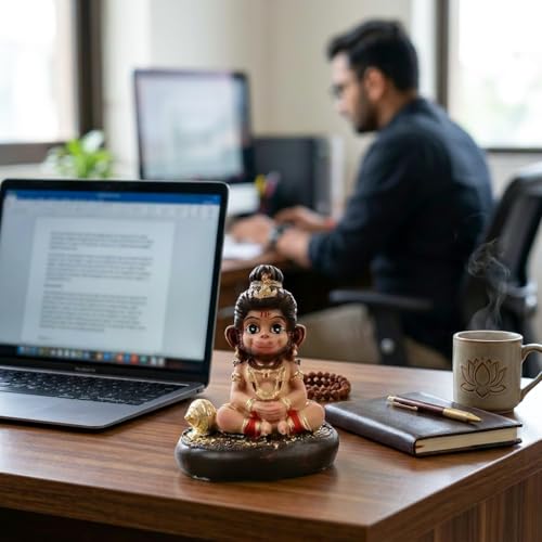 Image of ZAICUS Baby Hanuman Idol for Home Decor | Cute Bal Hanuman Statue for Car Dashboard, Home Temple, Office Desk & Spiritual Gift Item