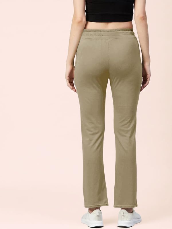 Image of Women's Premium Cotton Solid Track Pant with Elastic Waistband, Adjustable Drawstring and Side Pockets