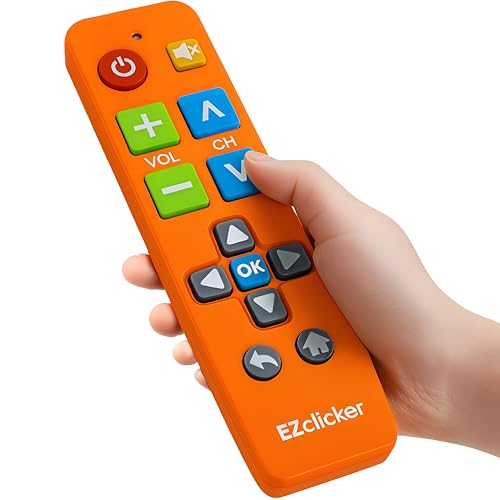 Télécommande TV Universelle EZclicker Grandes Touches (Orange) Simple, idéale pour Seniors, Compatible principales Marques TV (Piles AAA Non incluses)