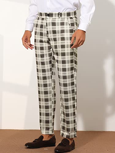 Lars Amadeus Plaid Suit Pants for Men's Straight Fit Casual Checked Pattern Trousers2