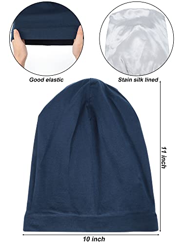 Satinior satijnen gevoerde slaapmuts (3 stuks) slouchy beanie slaapmuts voor vrouwen. - Image 3