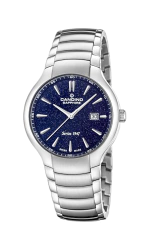 Candino Swiss Reloj Hombre Analógico de Acero Inoxidable 316l Plateado - Movimiento de Cuarzo - Calendario - Cristal Zafiro de Alta Resistencia C4792/3 1947