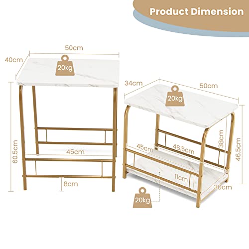 image for Giantex Set of 2 End Tables Nesting Coffee Side Table w/Faux Marble To