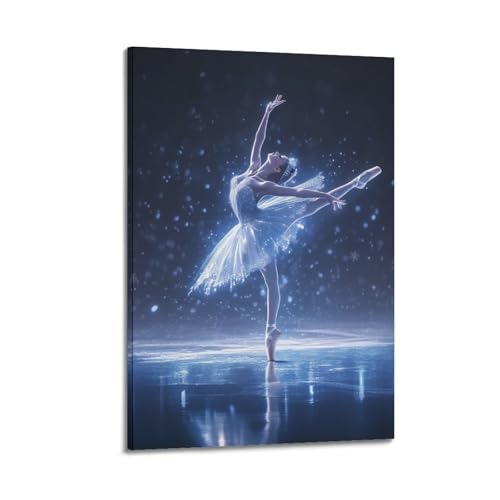 Ballerine enneigée étincelante art mural pour décoration salon esthétique