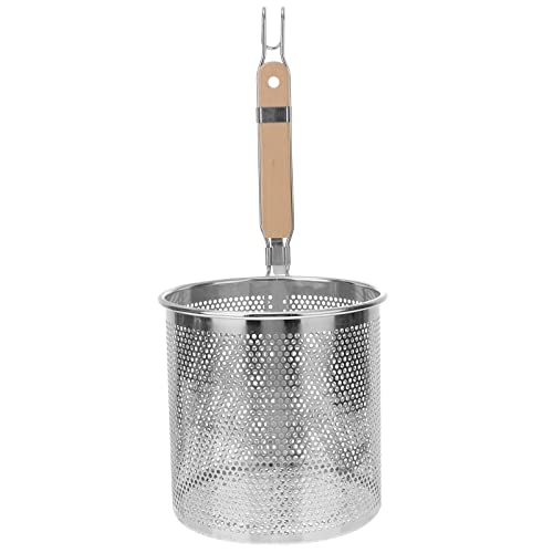 Angoily Food Colander Spoon Stainless Steel and Wood 15.74 * 6.29 * 6.29in