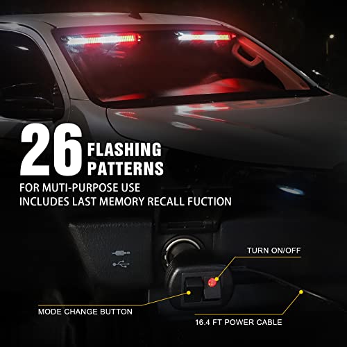 Xridonsen 2 In 1 Emergency Strobe Traffic Advisor Light Bar 144 Led Warning Safety Interior Windshield Dash Lights Deck Split Mount For Volunteer Firefighter Vehicles Trucks (2X17.7 Inch, Red/White) #TOP3