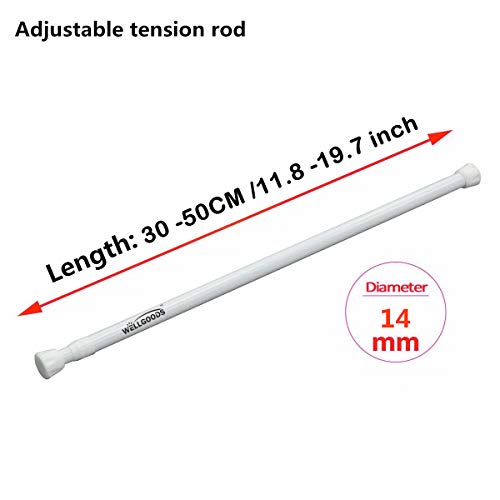 Wellgoods 1 Piece Small Spring Curtain Tension Rods Adjustable Extension Rod For Cupboard Bathroom Window Closet -11.8 -19.7 Inch /30-50Cm #TOP1
