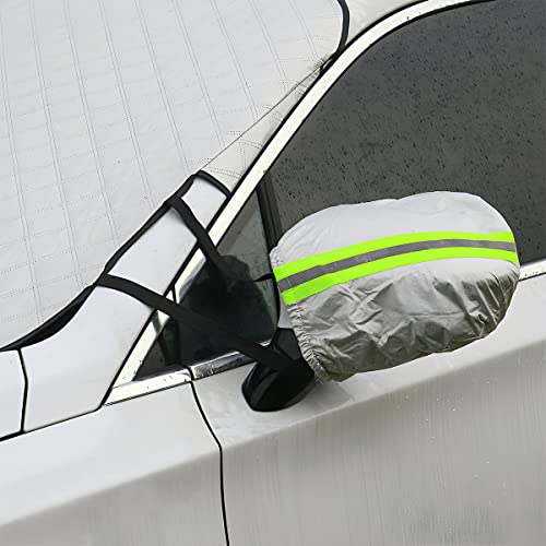 Image of LoyaForba Car Magnetic Windshield Snow Cover, 4 Layers WAaterproof Windproof Protection,Snow,Ice,Sun,Frost Defense, Universal for SUV, Truck, Sedan, Van (Silver)