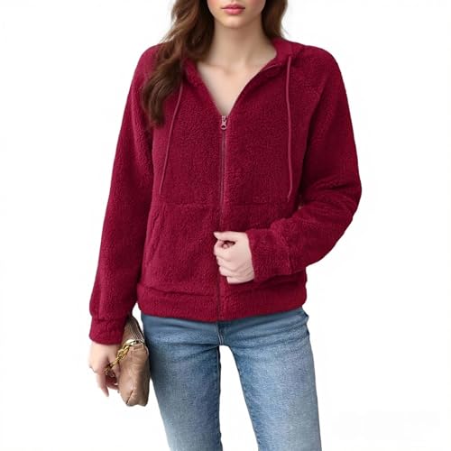 Genérico Chaqueta Polar Mujer con Cremallera Completa, Tejido Suave Tipo Franela Acolchada, Corte Clásico y Bolsillos - Abrigo de Invierno Cálido