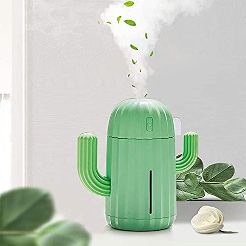 Mini humidificador, Humidificadores de habitación, individual con luz nocturna, Humidificador de aire de cactus portátil para yoga, oficina, spa, dormitorio, habitación de bebé, difusor de gel de sílice solo para agua del grifo 2