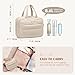 GOLF QUALITY Travel Toiletry Bag with Jewelry Organizer,Hanging Toiletry Bag Carry-on Puffy Cosmetic Make up Bag Organizer for Travel Accessories,Essentials,Toiletries,Apricot