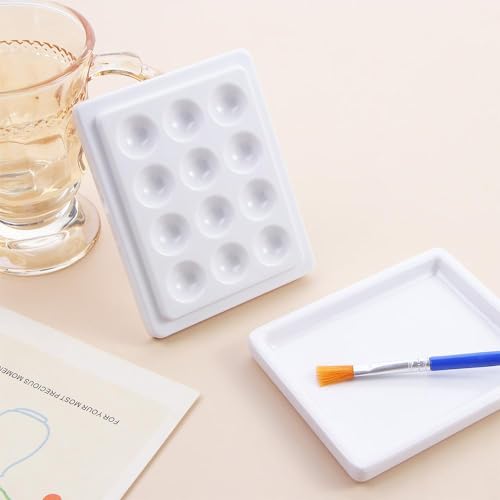 Paleta de cerámica para uñas de 12 cavidades con tapa blanca para mezcla de gel 7