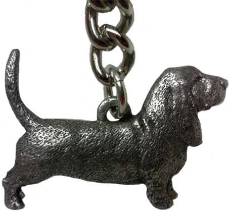 Pewter Basset Hound Keychain