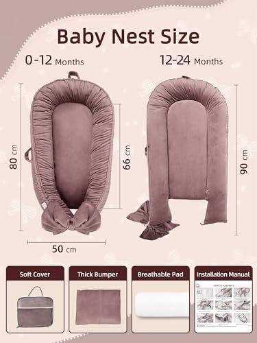Image of EAQ Baby Lounger, Infant Lounger for Newborn,Portable Baby Nest Cover Breathable & Soft, Newborn Essentials