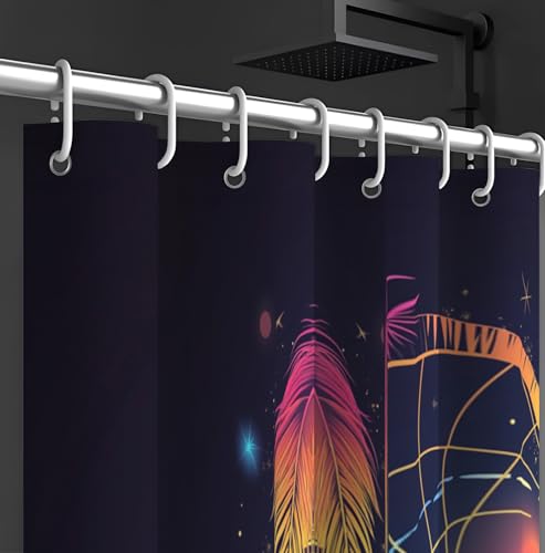 Rideau de douche 150x180 cm polyester imperméable style bohème cœur - 6