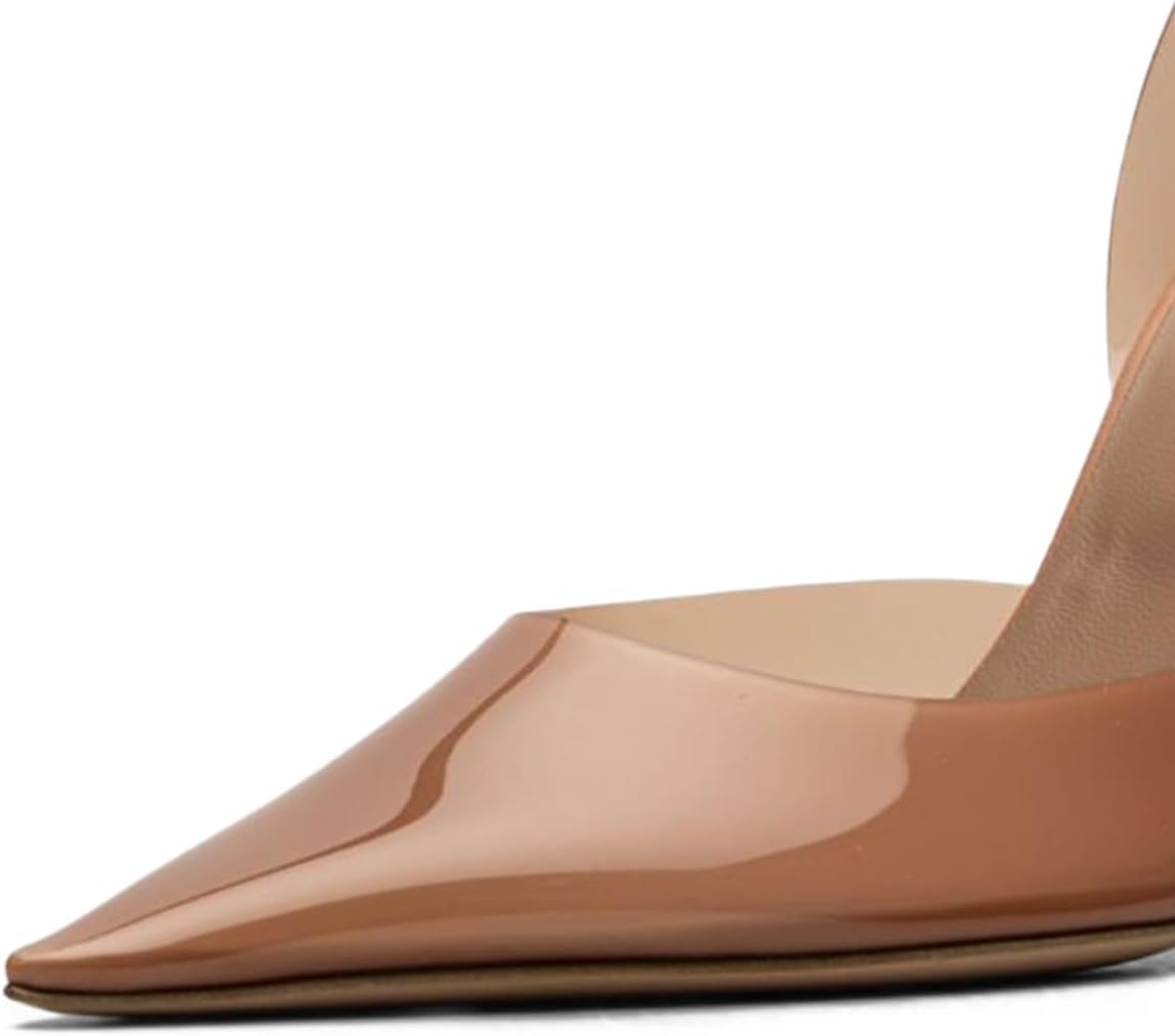 YDN Women Transparent Pumps Slingback Slip On Wineglass Slim High Heels Closed Pointed Toe Dress Shoes Dating Wedding Size 4-16 US