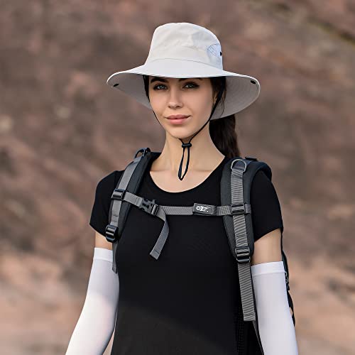 Women's Sun Hat With Ponytail-Hole Fishing Hat Beach Hat Uv Protection Foldable Hat For Outdoor Yard Work Mesh Wide Brim Bucket Hat (Beige) #TOP6
