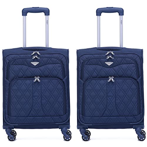 Flight Knight Set of 2 Lightweight 4 Wheel 800D Soft Case Quilted Suitcase Cabin Carry On Hand Luggage Ryanir Maximium prioirty Carry On Approved