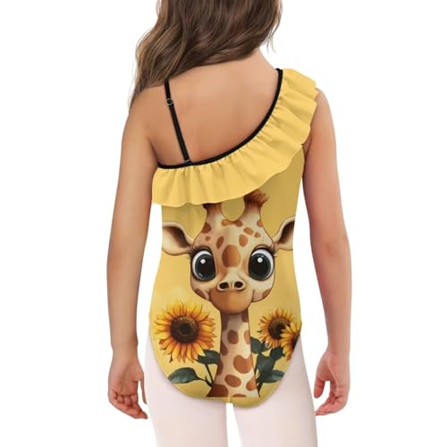 Image of Xpyiqun Swimsuits for Girls 3-14 1-Shoulder Ruffle Bathing Suit One Piece Adjustable Halter Swimming Wear
