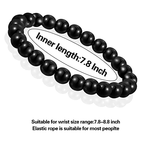 BYSON 4 Pcs/Set Black Hematite 8mm Ball Bead Magnet Stone Bracelet for Women Men Elastic Stretch Beaded Bracelets Jewelry Unisex3