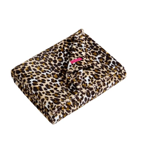 Image of Betsey Johnson - Plush Throw Blanket for Couch or Bed, Soft Reversible Western Fleece Throw, Cozy Printed Soft Blanket, Etched Leopard Brown, 50 inch x 70 inch