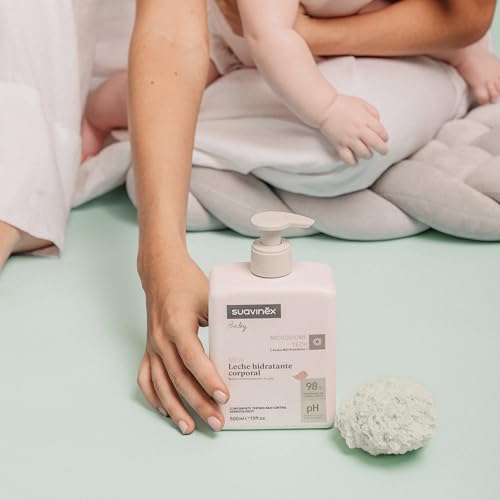 Miniatura 4 de Suavinex, Crema Hidratante Para Bebés, Leche Corporal Apta Pieles Sensibles Y Recién Nacidos, Textura Ligera Y Fácil Absorción, 95 Ingredientes Origen Natural, Con Prebiótico, Perfume Suave, 500 Ml