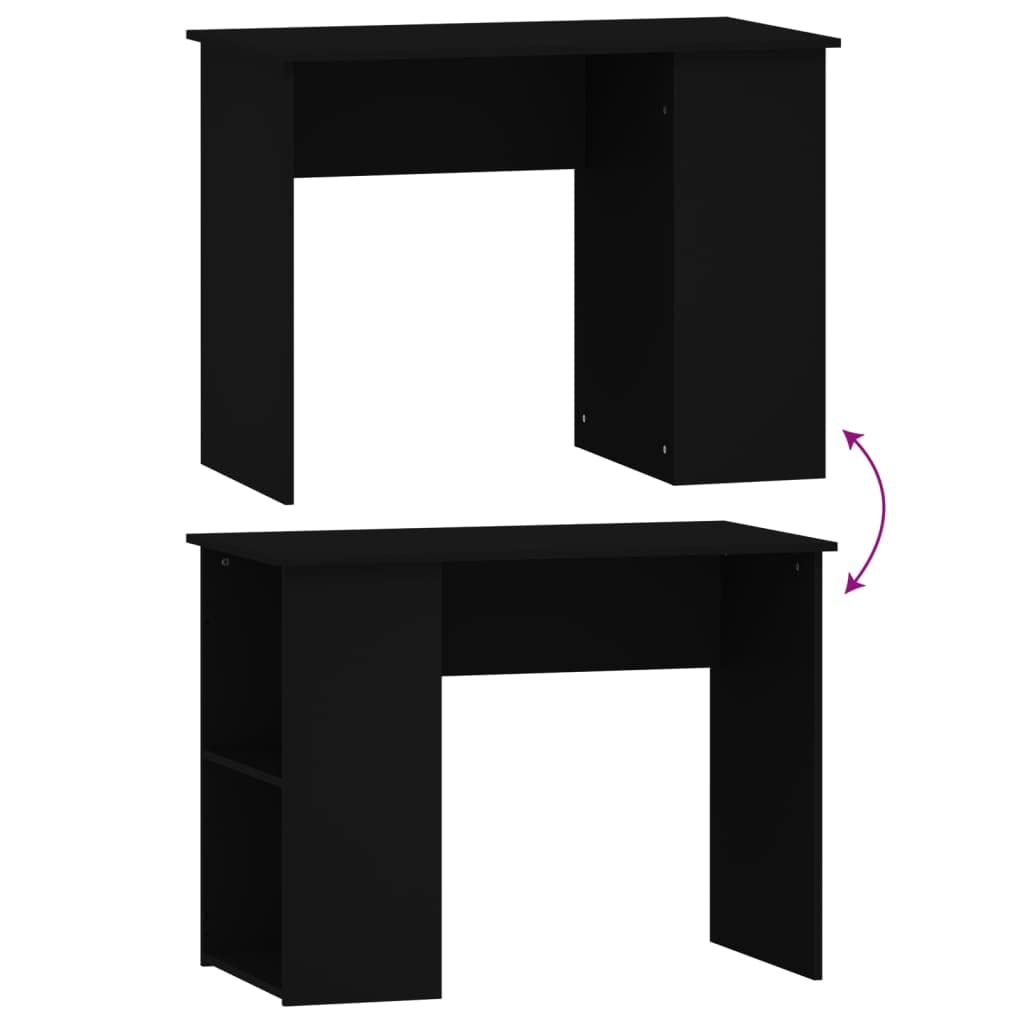 Scrivania nera in legno 100 x 55 x 75 cm con 2 scomparti, scrivania da ufficio e scrivania per computer per casa, studio, ufficio, laptop e monitor