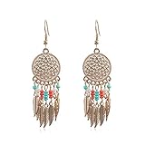 * DISEÑO CON ESTILO: El diseño de los pendientes vintage es elegante y de moda. El diseño del gancho es muy moderno, los aretes bohemios están cuidadosamente elaborados, las flores están talladas, cada par de aretes es único y llamativo.