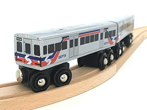 Munipals Septa Regional Rail Silverliner V -- 2 Car Set Wooden Commuter Train Car