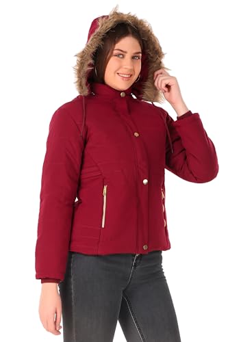 Image of Brazo Women's and Girls Puffer Regular Fit Bomber Jacket For Winter Wear | Hooded Neck | Full Sleeve | Zipper | Casual Jacket For Woman & Girl | Western Stylish Jacket For Women