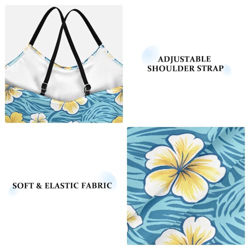 senya Girls Swimsuits One-Piece Swimwear Tie Bathing Suit Beach Summer Round Neck 7-8T Hawaiian Flowers Blue3