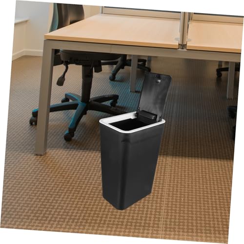 Caneca de basura con tapa y prensa 10L plástico negro miniatura 6
