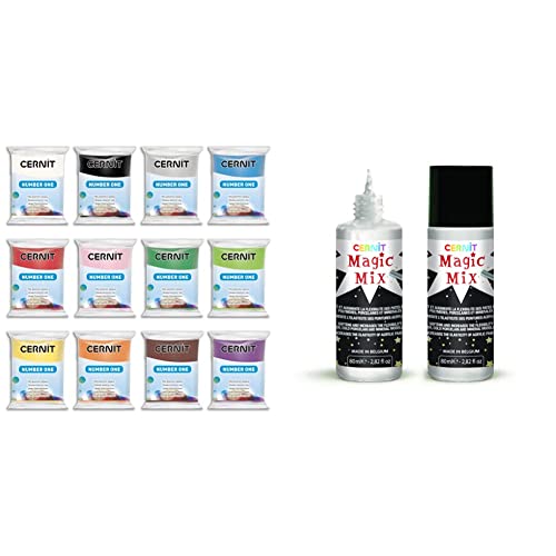 Masa Cernit N°1 12 x 56 g colores base y Magic Mix 80 ml para modelar
