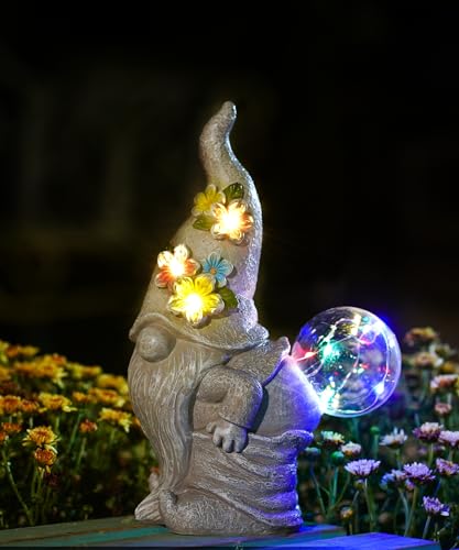Goodeco Solar Garden Gnome with Bubbles Weatherproof LED Solar Figure for Garden, Patio & Balcony Waterproof Outdoor Decoration Funny Gift for Women