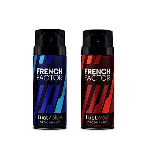 Image of French Factor Deodorant For Man Long Lasting Fragrance Deodorant Combo Lust Red And Lust Blue (Pack of 2,150 Ml Each)
