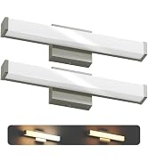 JULLISON 18 Inch Bathroom Vanity Light Fixtures with Night Light: Long Square Wall Mounted LED Li...