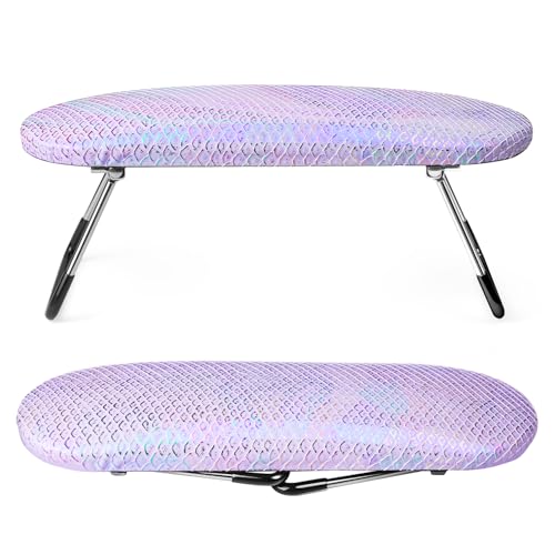 krofaue Professional Nail Hand Rest Stand - Nail Arm Rest High Density Sponge Foldable PU Leather Nail Arm Rest for Nail Tech with Non-Slip Stable Reduce Hand Fatigue Fit for Manicure Salon Use Purple