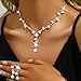 Unicra Silver Pearl Bridal Wedding Jewelry Set Rhinestone Necklace Earrings Bracelet Sets Formal Costume Jewelry for Women and Brides (Silver Necklace Earrings)