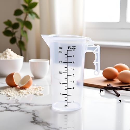 Vaso medidor plástico 250 ml con tapa y asa miniatura 5