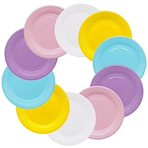 BLLREMIPSUR 50 Piezas Platos Desechables, 7 Pulgadas Platos de Papel Redonda, Platos de Papel Colores para Cumpleaños, Bodas, Bautizos Fiestas, Banquetes