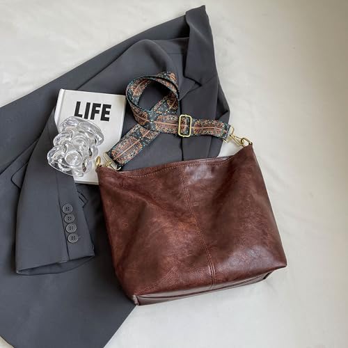 Image of Fashion Hobo Bags for Women Vegan Leather Crossbody Bag with Guitar Strap Shoulder Purses and Handbags