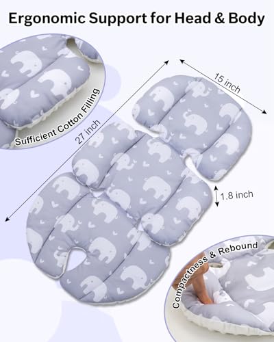 Image of Infant Car Seat Insert with Extra Headrest, Baby Car Seat Head Support