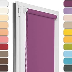 Estor Morado Estika® Estor para ventanas sin taladrar, 80 cm x 120 cm, color morado, 25 colores de tela, montaje Klemmfix, persianas para interiores, protección visual para ventanas y puertas de balcón (80 cm de