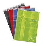 Clairefontaine 8152C Spiralblock DIN A4, kariert, 80 Blatt, ideal für Ihre Notizen, 1 Stück, farbig sortiert