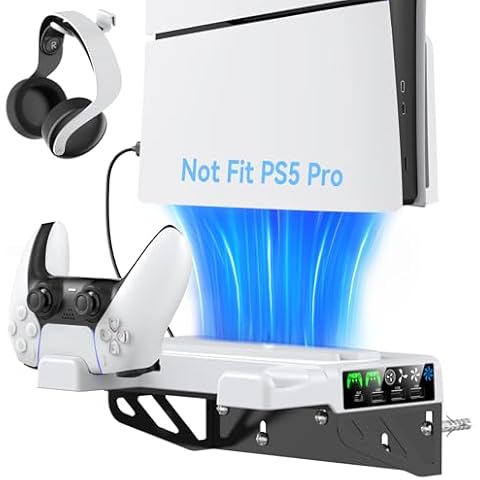 Support Mural Tokluck PS5 avec Ventilateur Cover