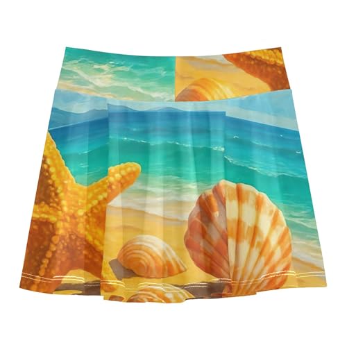 Sandy Beach Seashells Starfish Girls Skorts Athletic Shorts Tennis Skirts Toddler Dance Butterfly Skirt 3t2