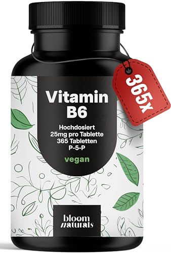 Vitamin B6 P5P hochdosiert - 25mg pro Tablette - 365 Tabletten - Laborgeprüft, Vegan & produziert in Deutschland - Verpackung kann variieren