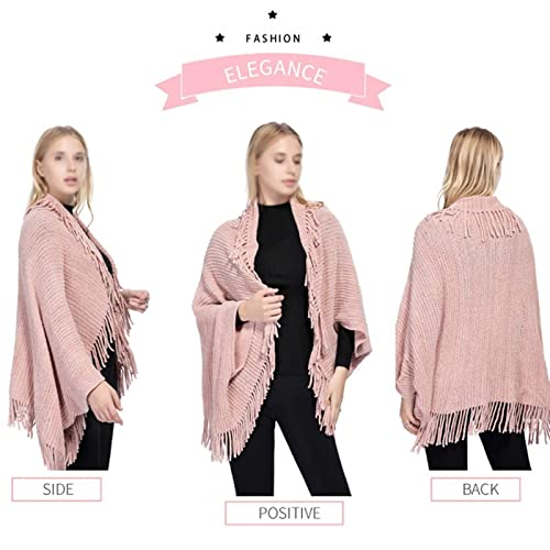 Elegant Fall Scarf for Women, Shawl Cape Acrylic Solid Cardigan Fringe Warm Winter Clothes Accessories Gift3