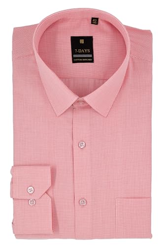 Image of 7-DAYS Premium Men's Formal Shirts - Cotton Rich, Textured Self-Design, Full Sleeve, Regular Fit, Wrinkle Resistant, with Pocket - Perfect for Office